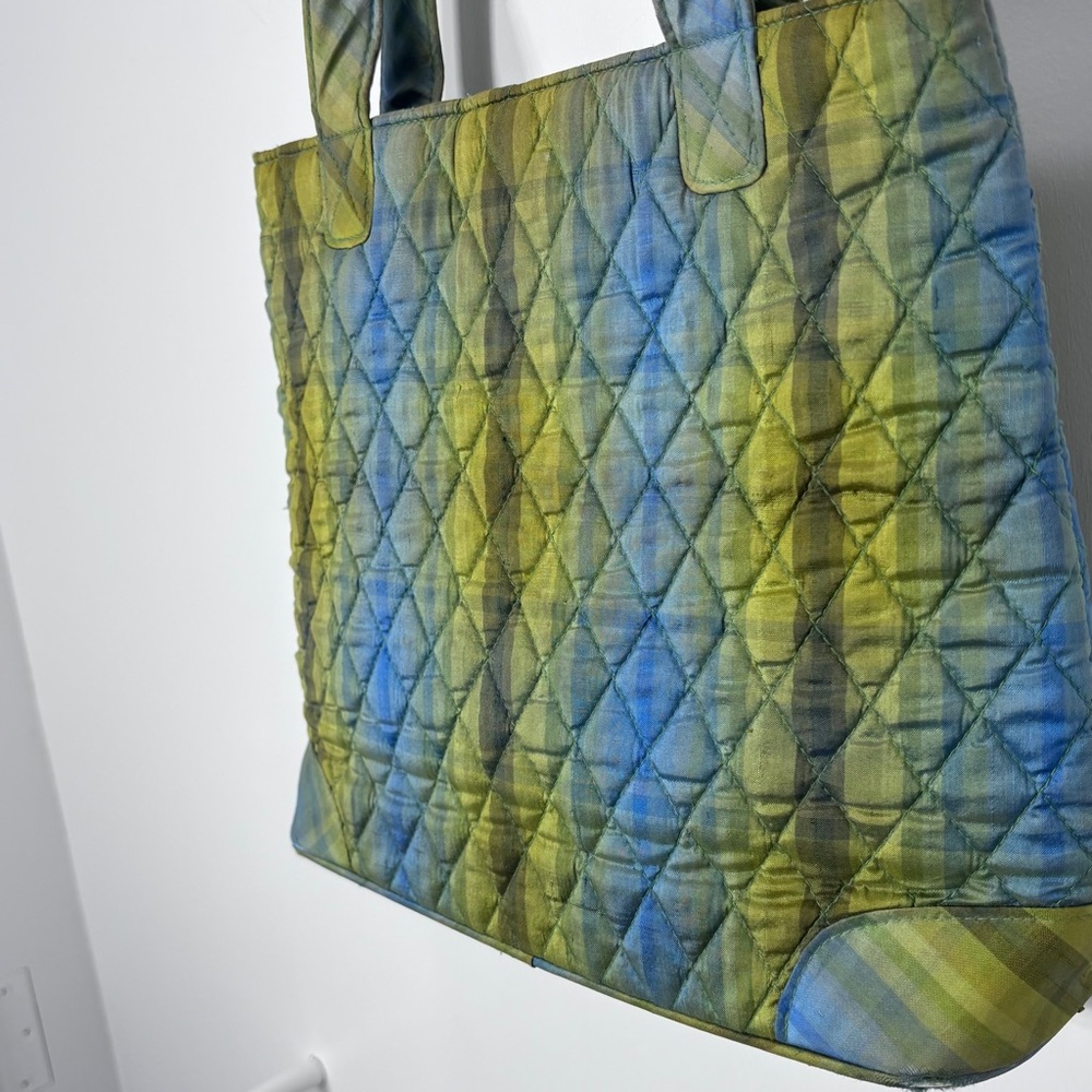Vera Bradley Quilted Tote in Blue and Green Plaid